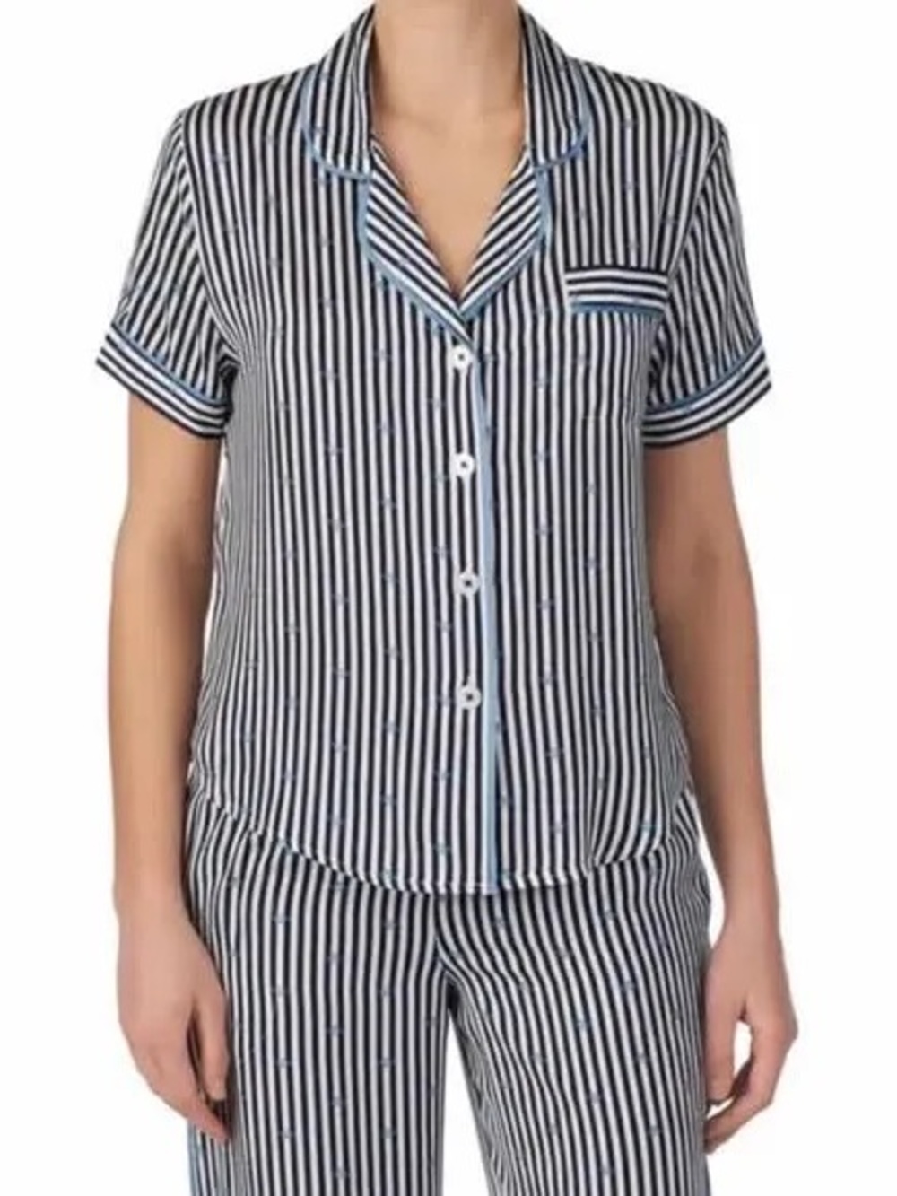 Room Service Matching Pajama Set Blue Pinstripe Bees Size Small